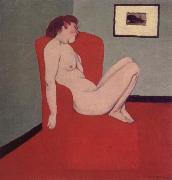 Nude Seated in a red armchair